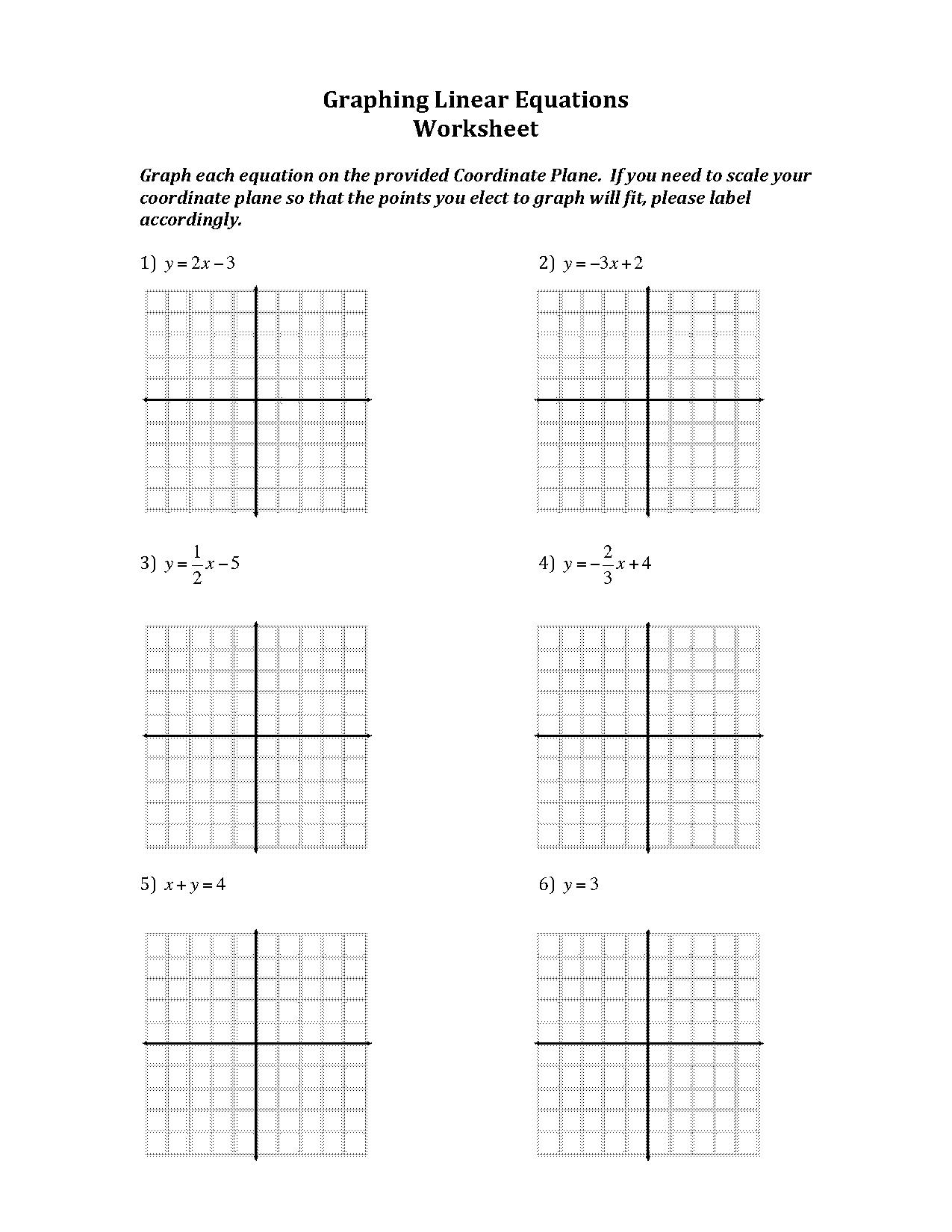 graphs of lines worksheets