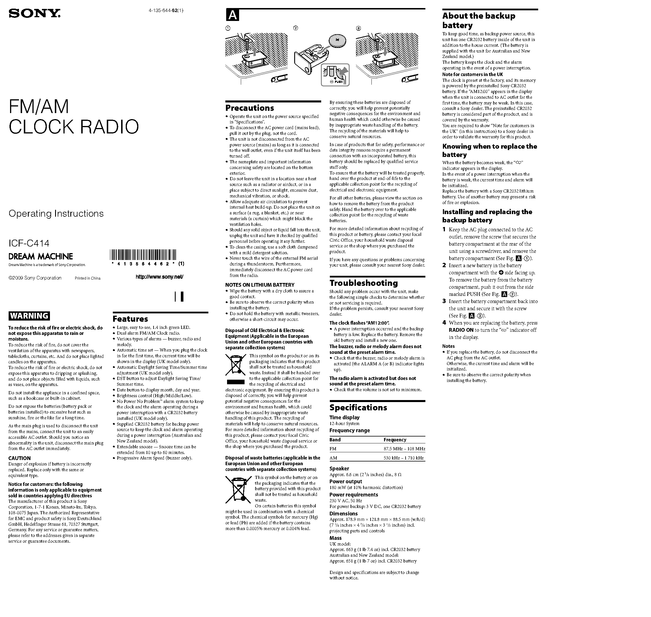 sony dream machine clock radio instruction manual