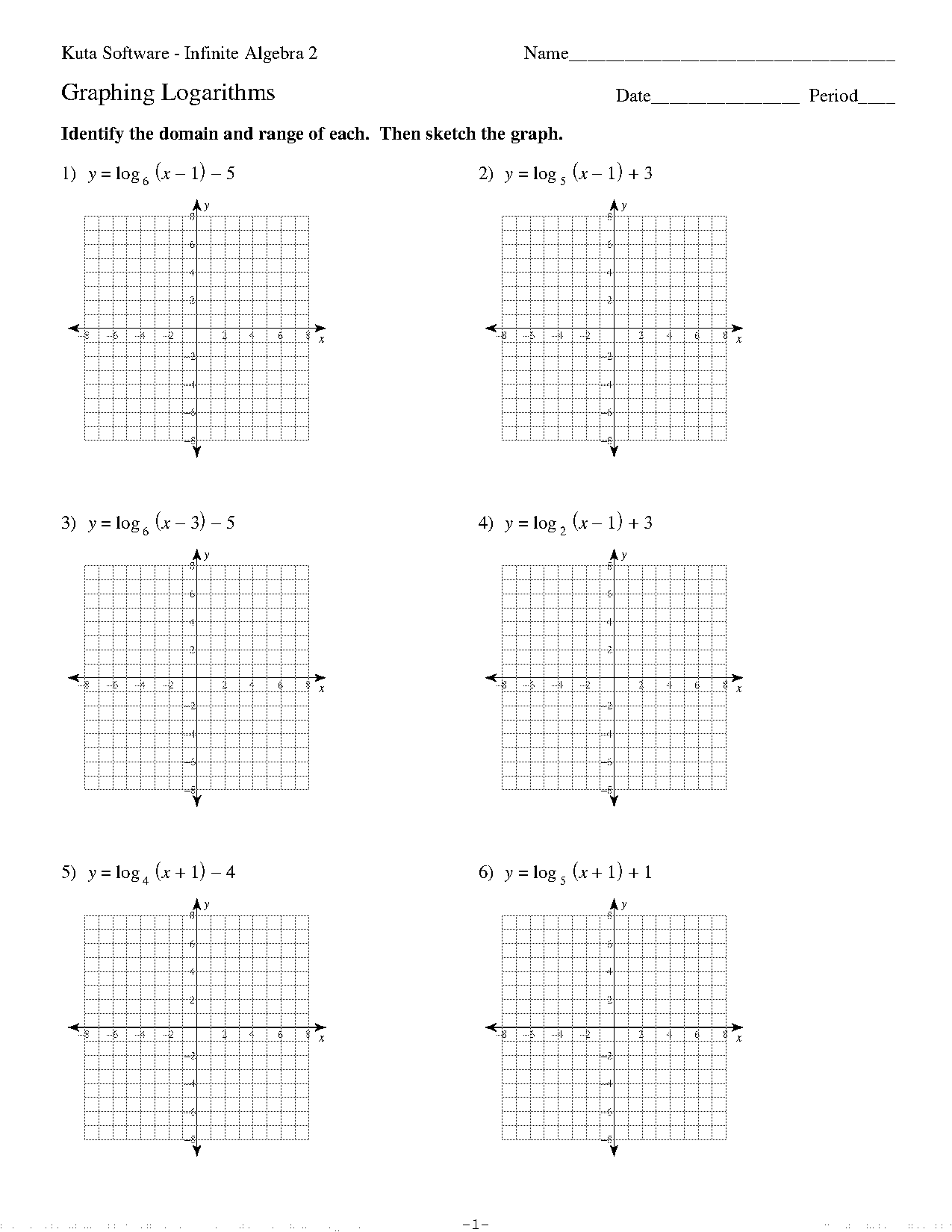 identify the domain and range of a function worksheet