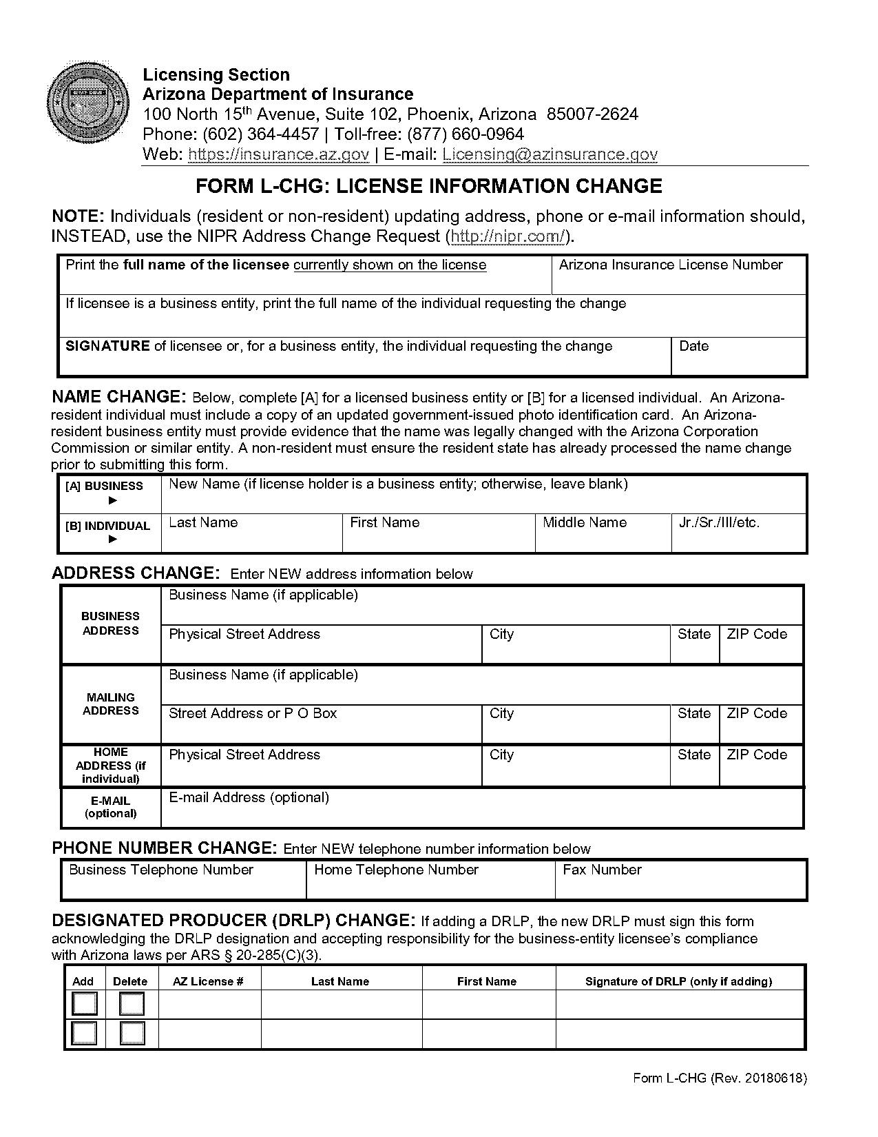 change order form arizona