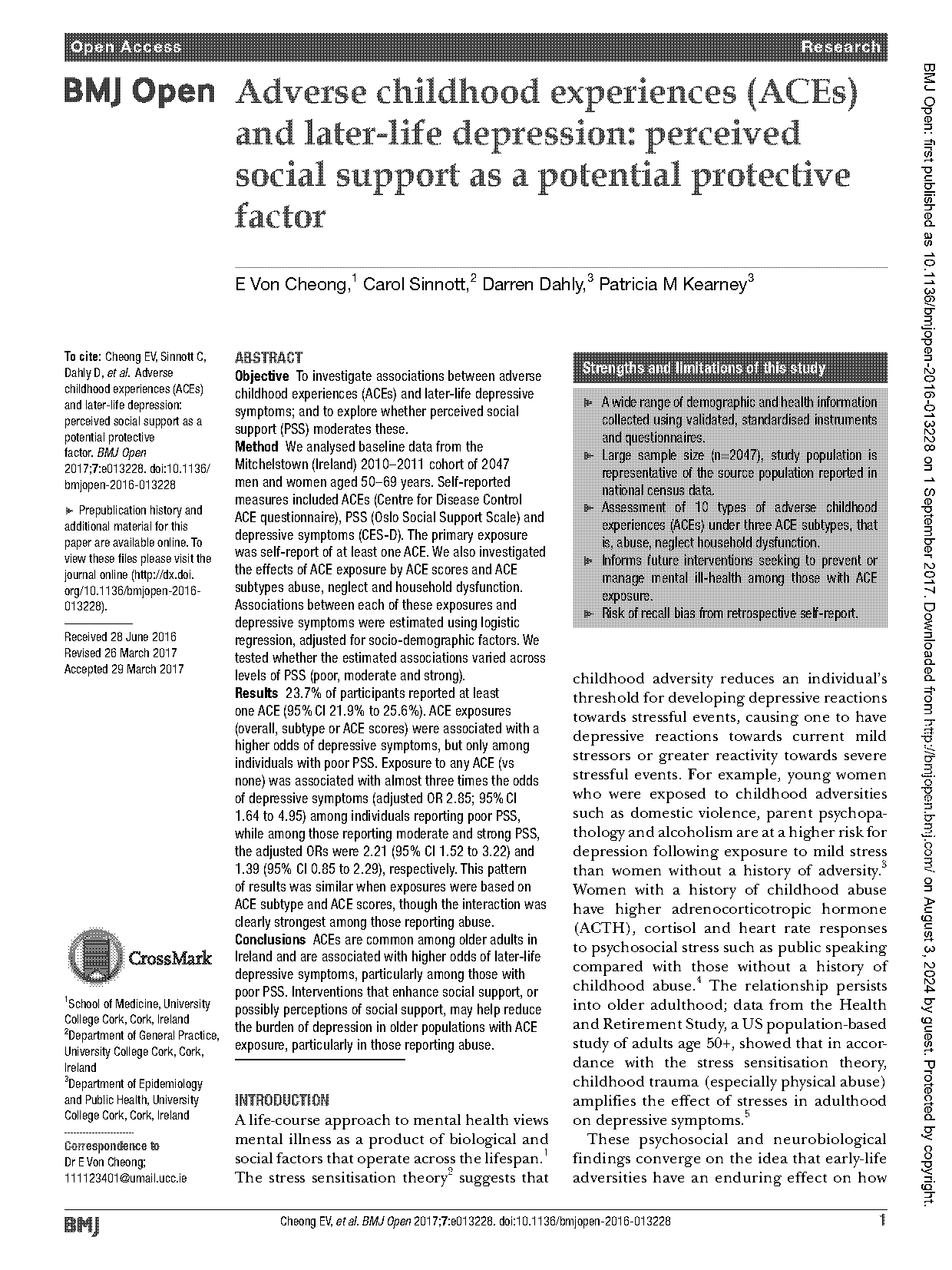 ace questionnaire reliability and validity