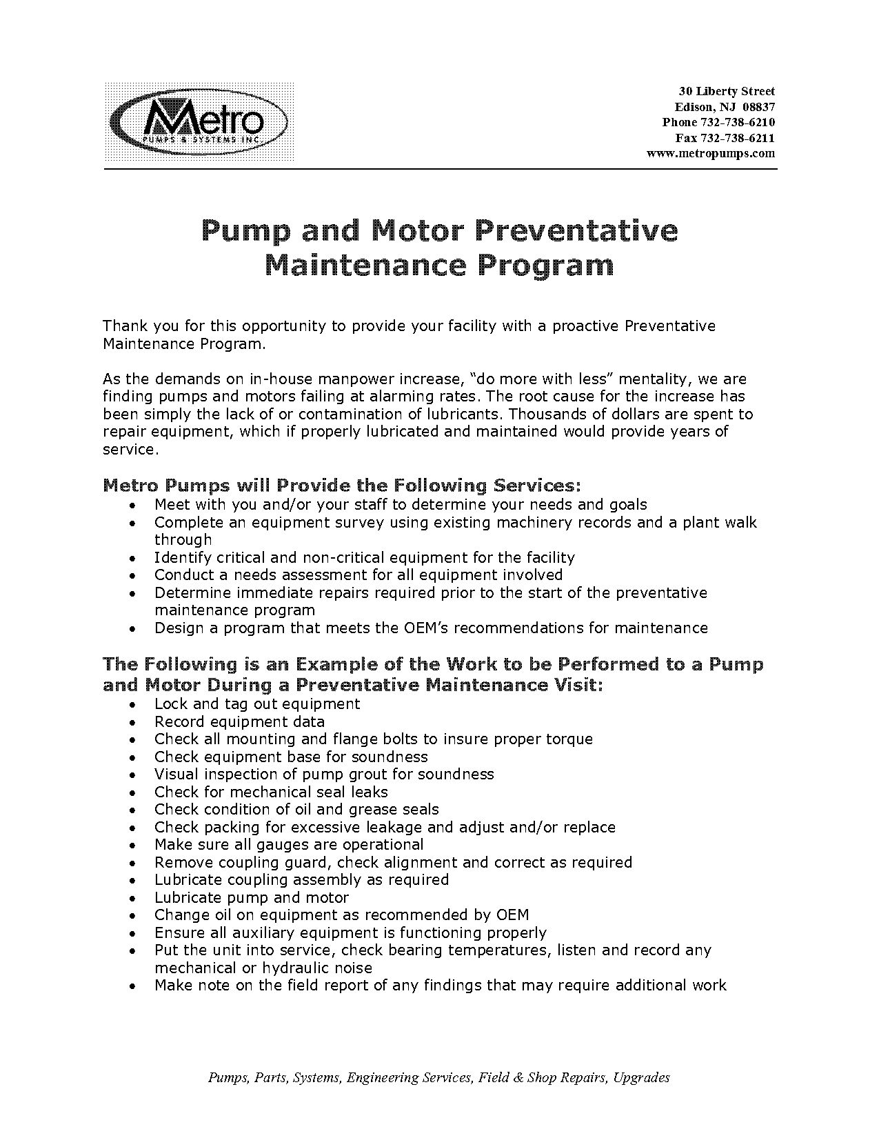 motor preventive maintenance checklist pdf