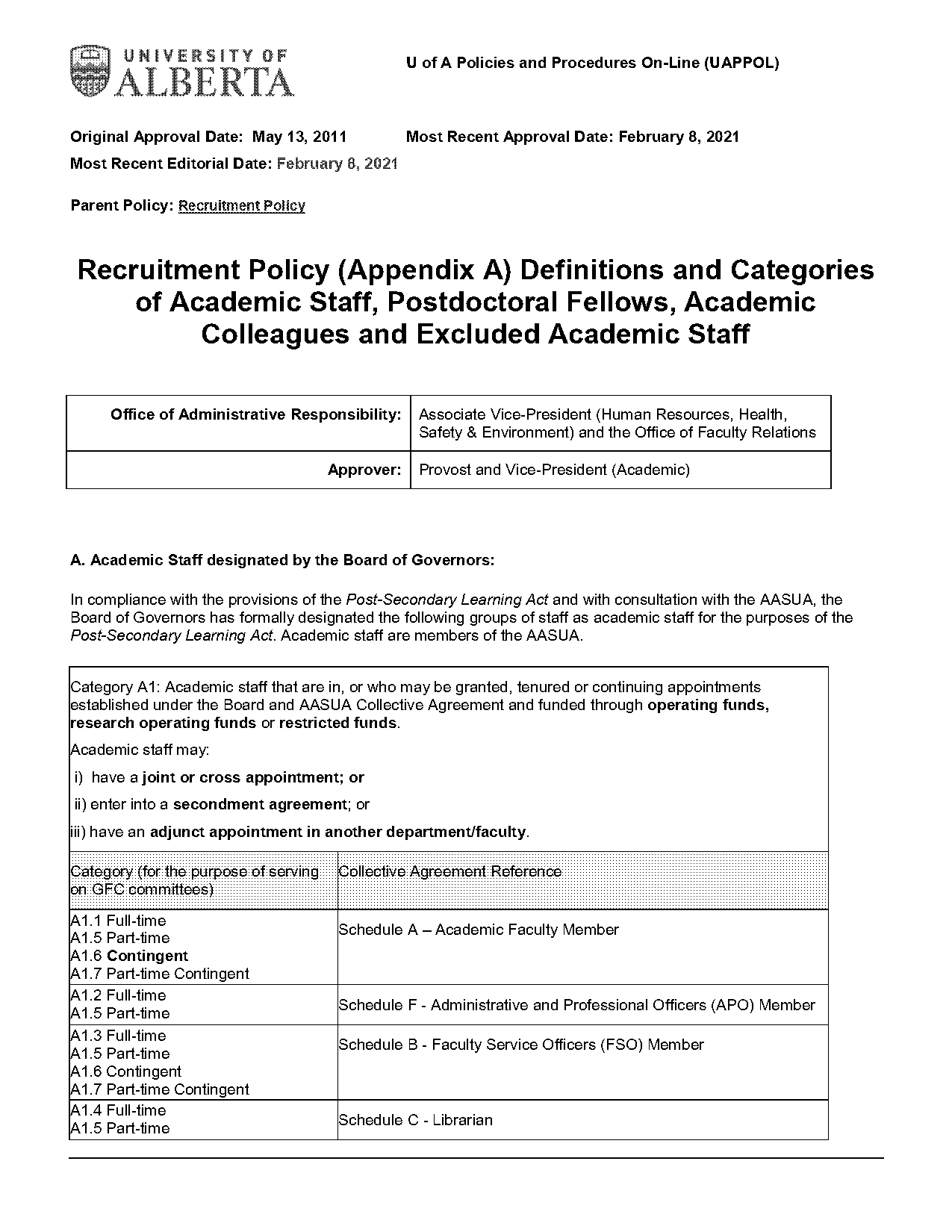 university of alberta faculty collective agreement