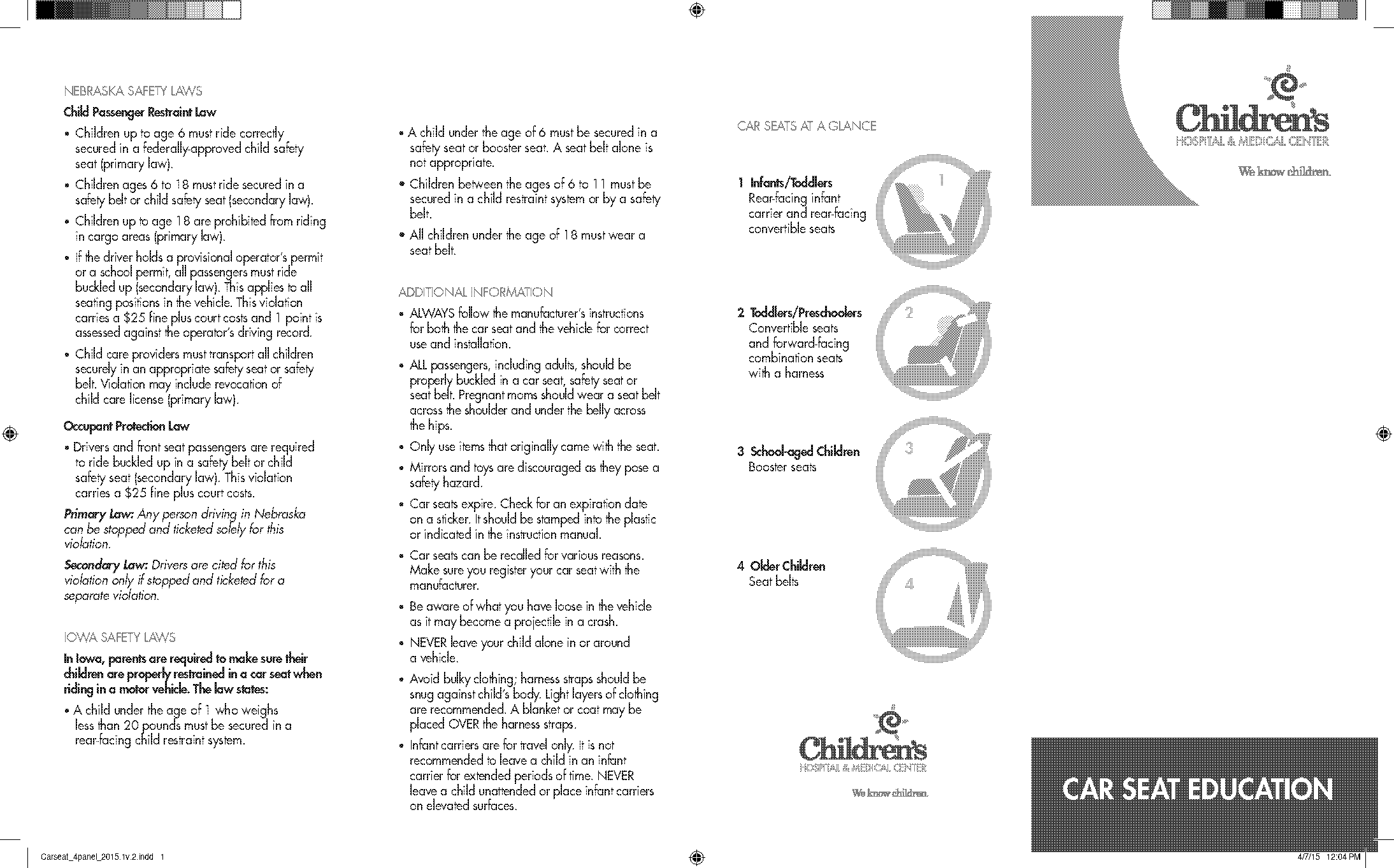 weight and age requirements for car seats for iowa