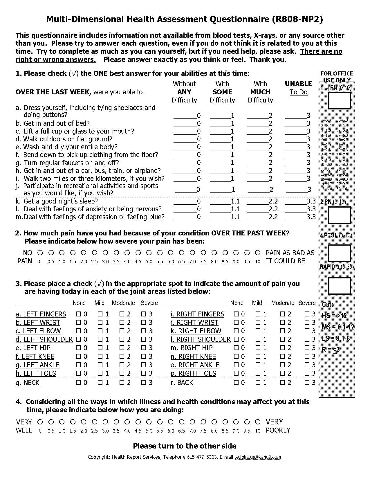 clinical health assessment questionnaire