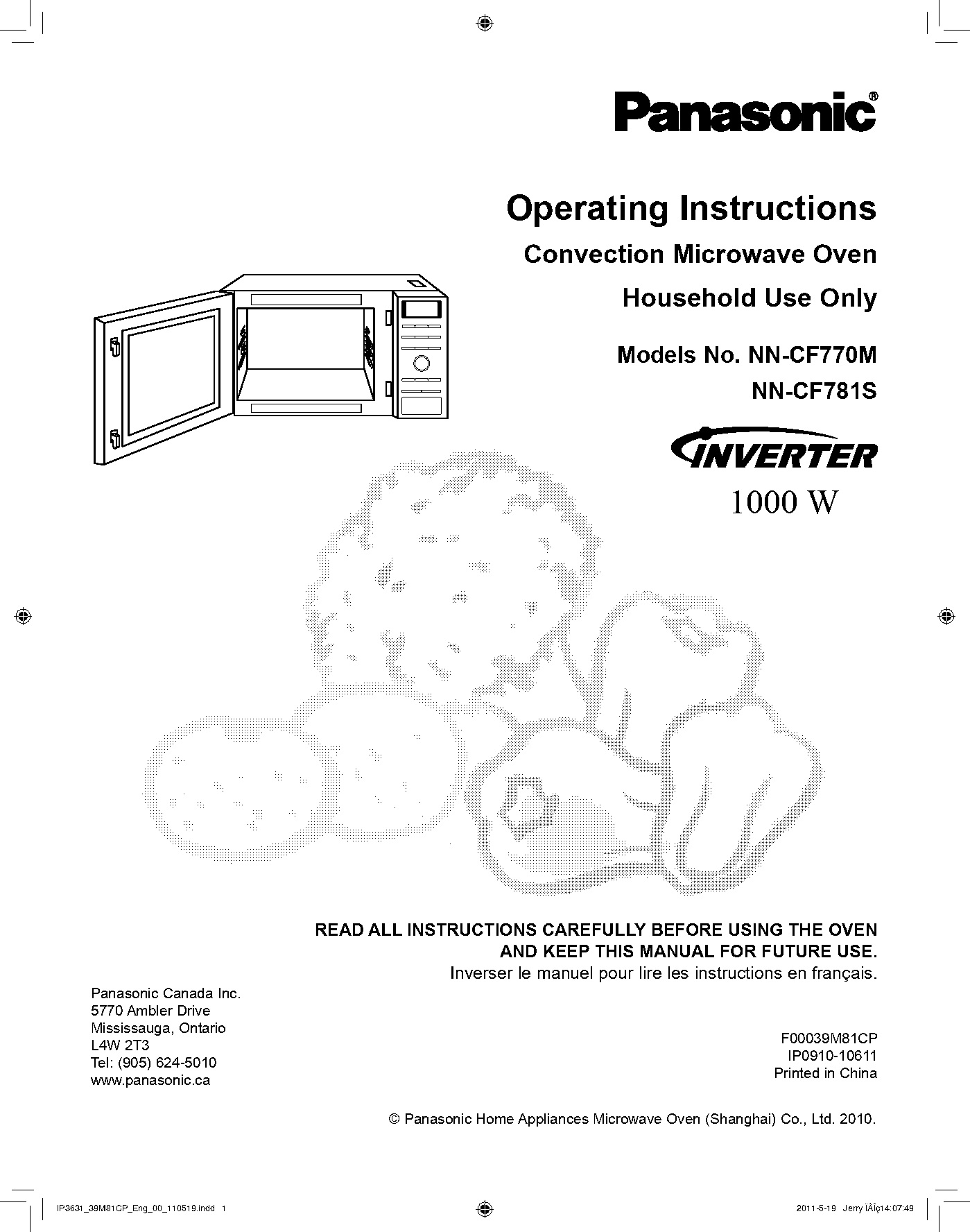 panasonic inverter microwave operating instructions