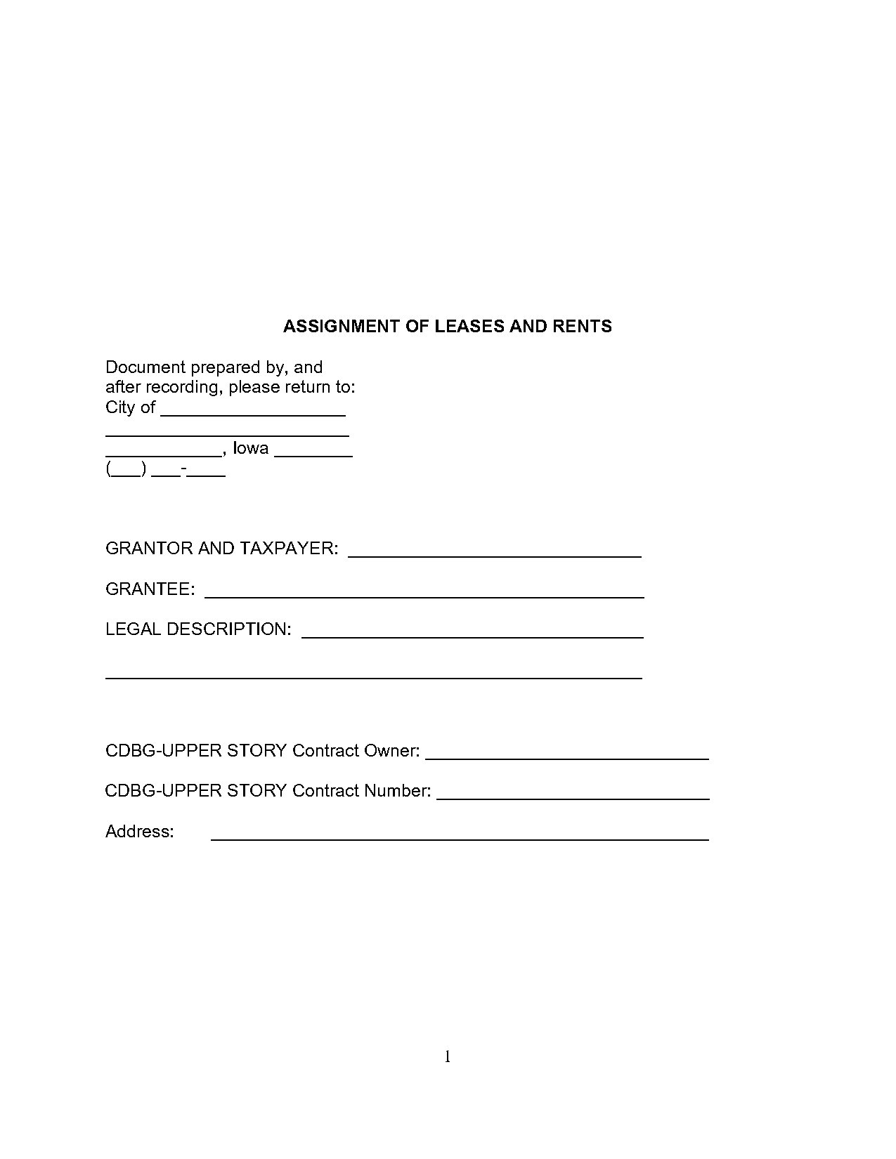 release form for assignment of rent in iowa