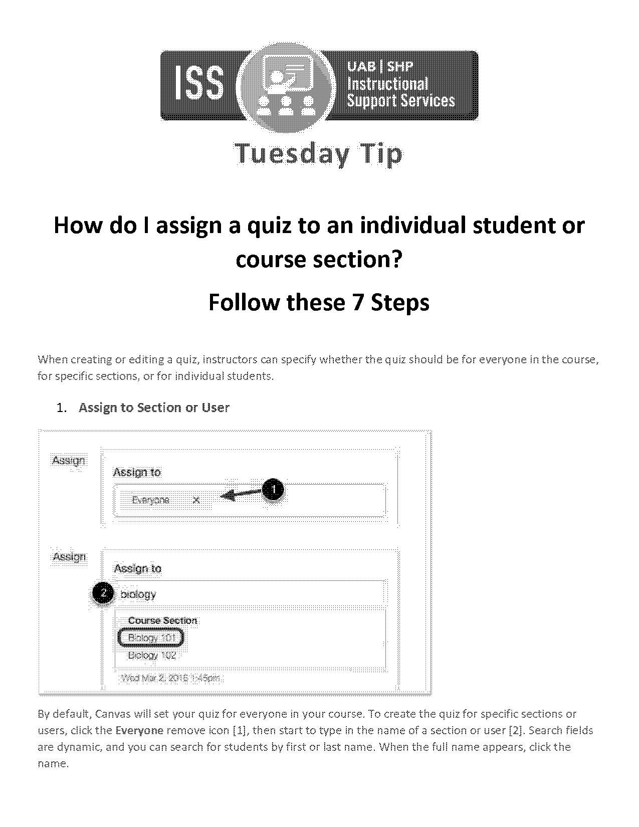 how to open an assignment for one student