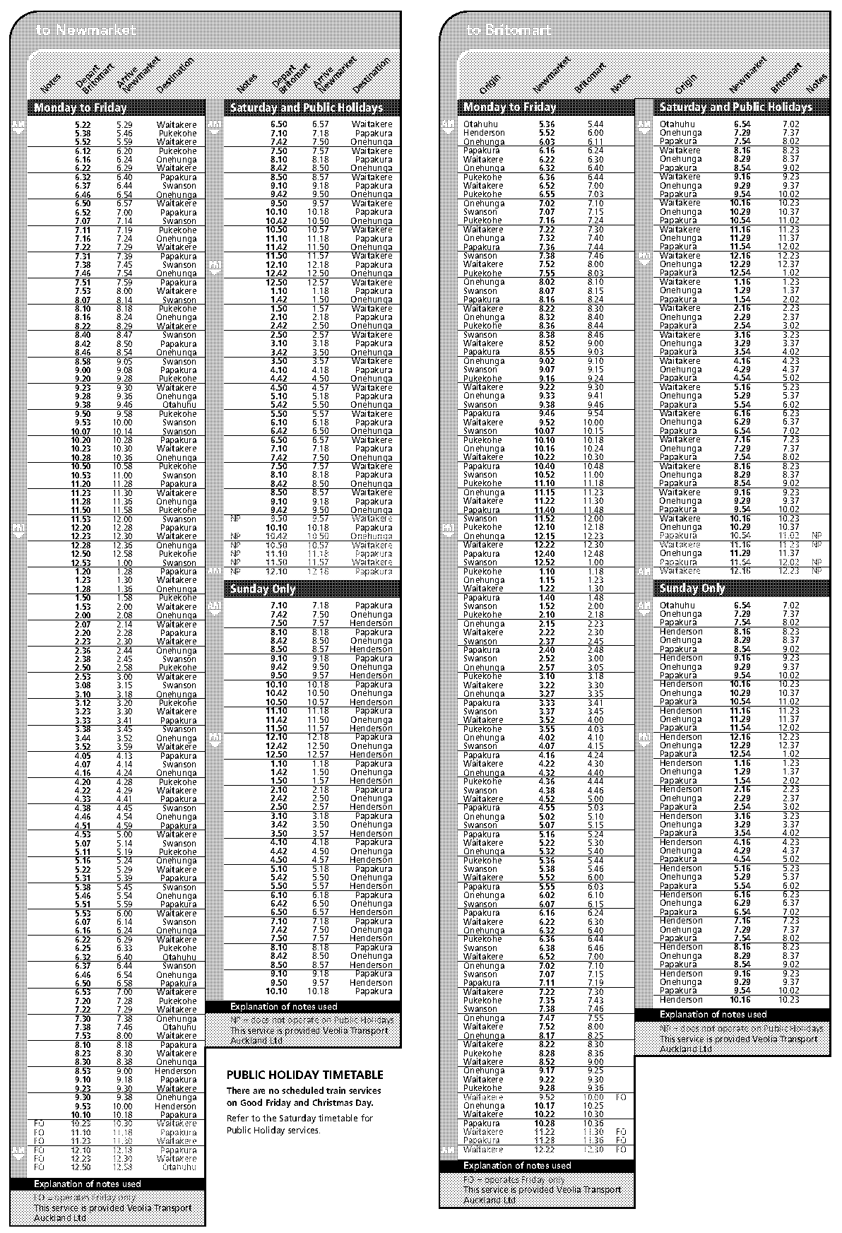 newmarket train time table