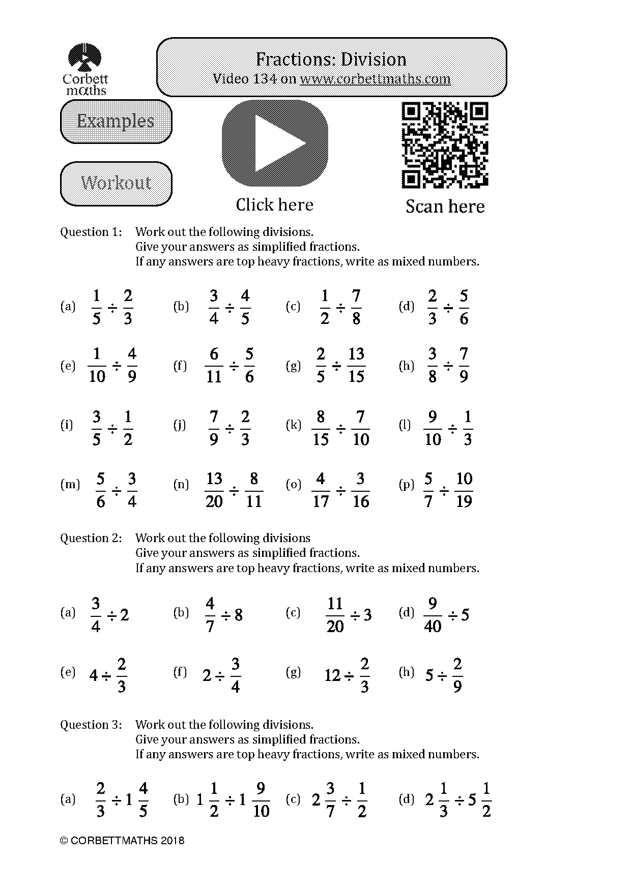 divide by fractions worksheet