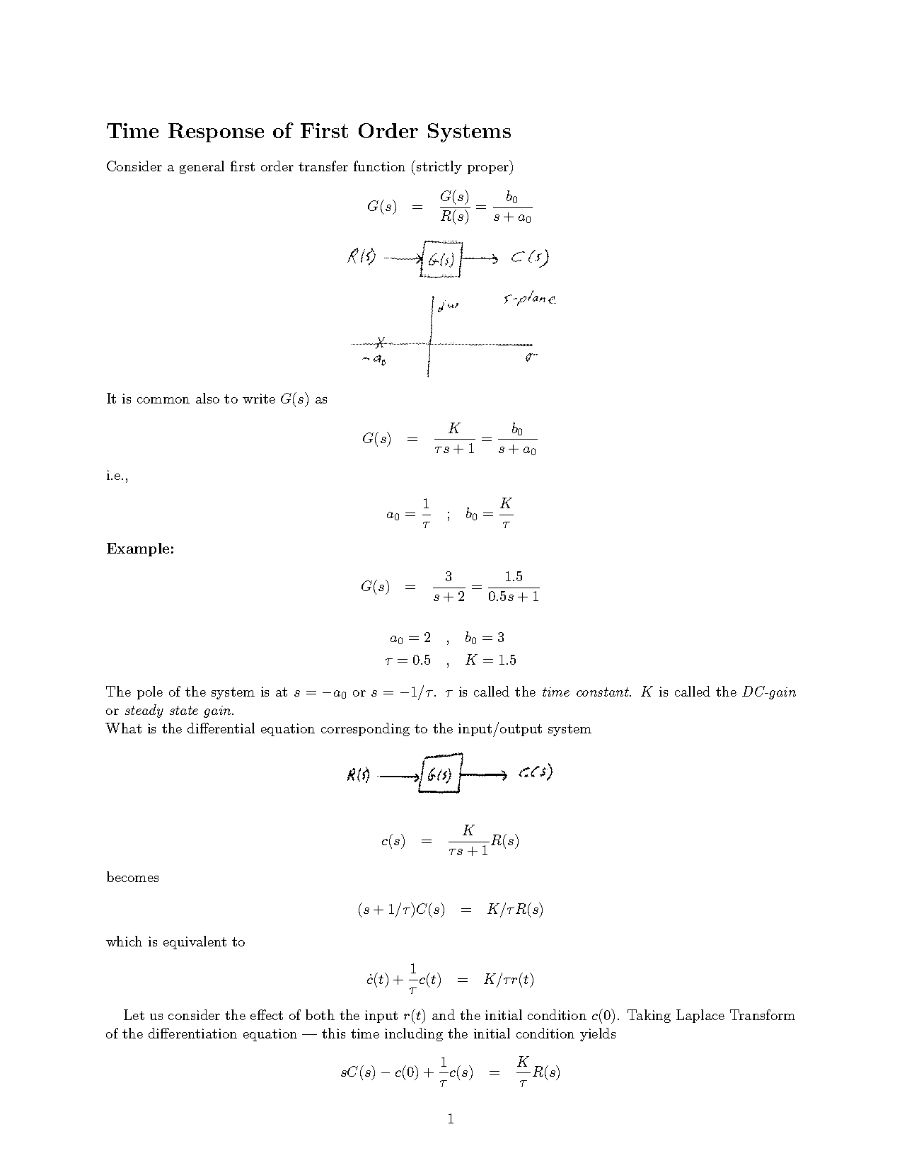 standard form of first order system