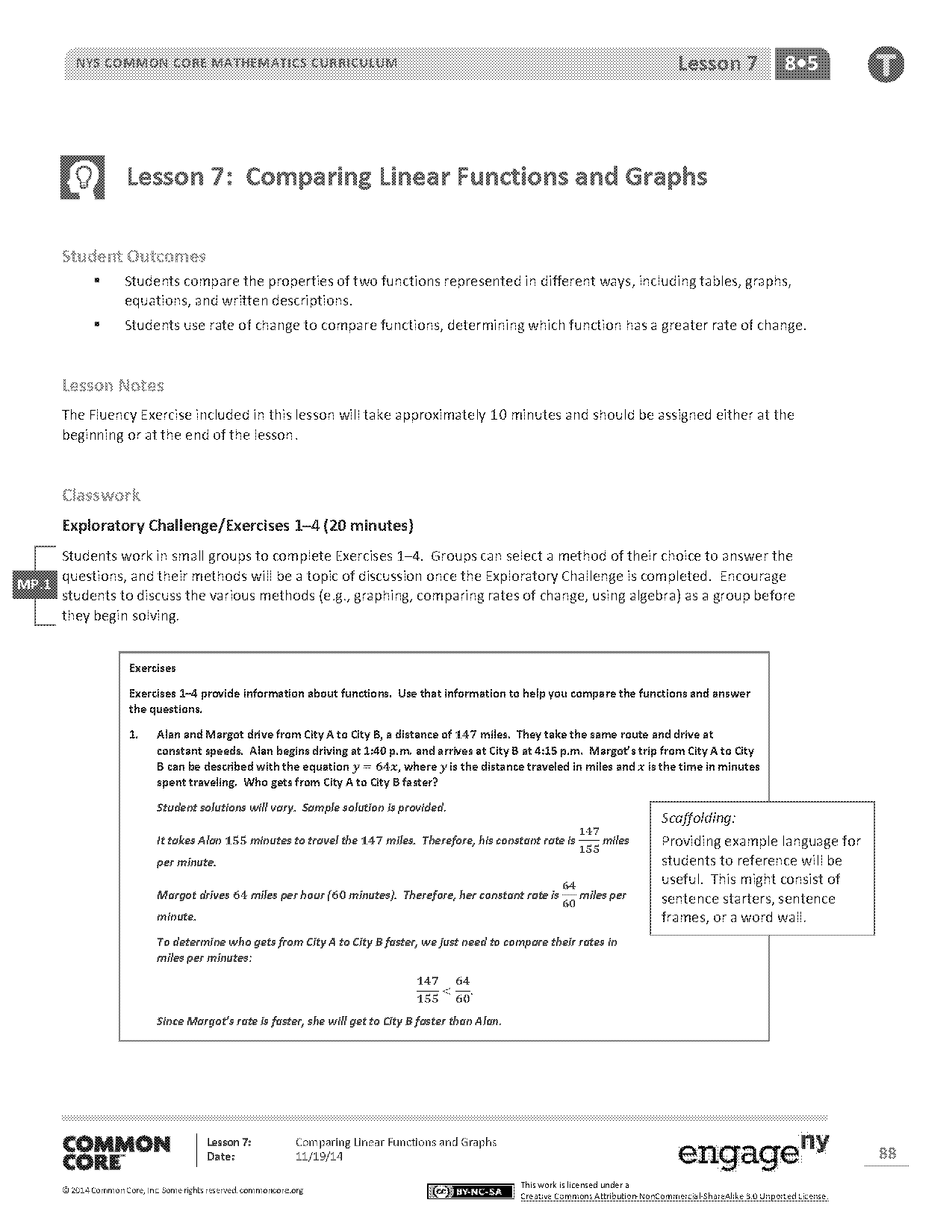 comparing rates of change worksheet answer key