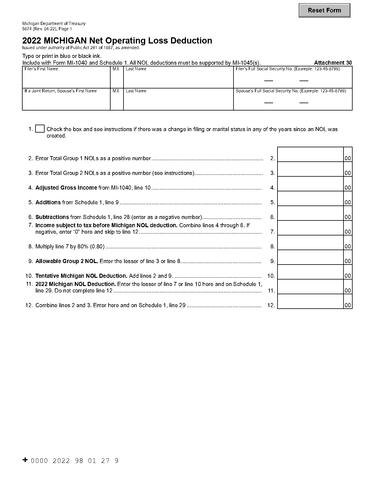 what form to report nol carryforward