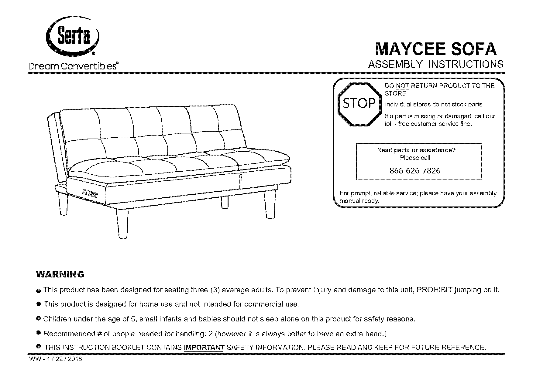 serta futon assembly instructions