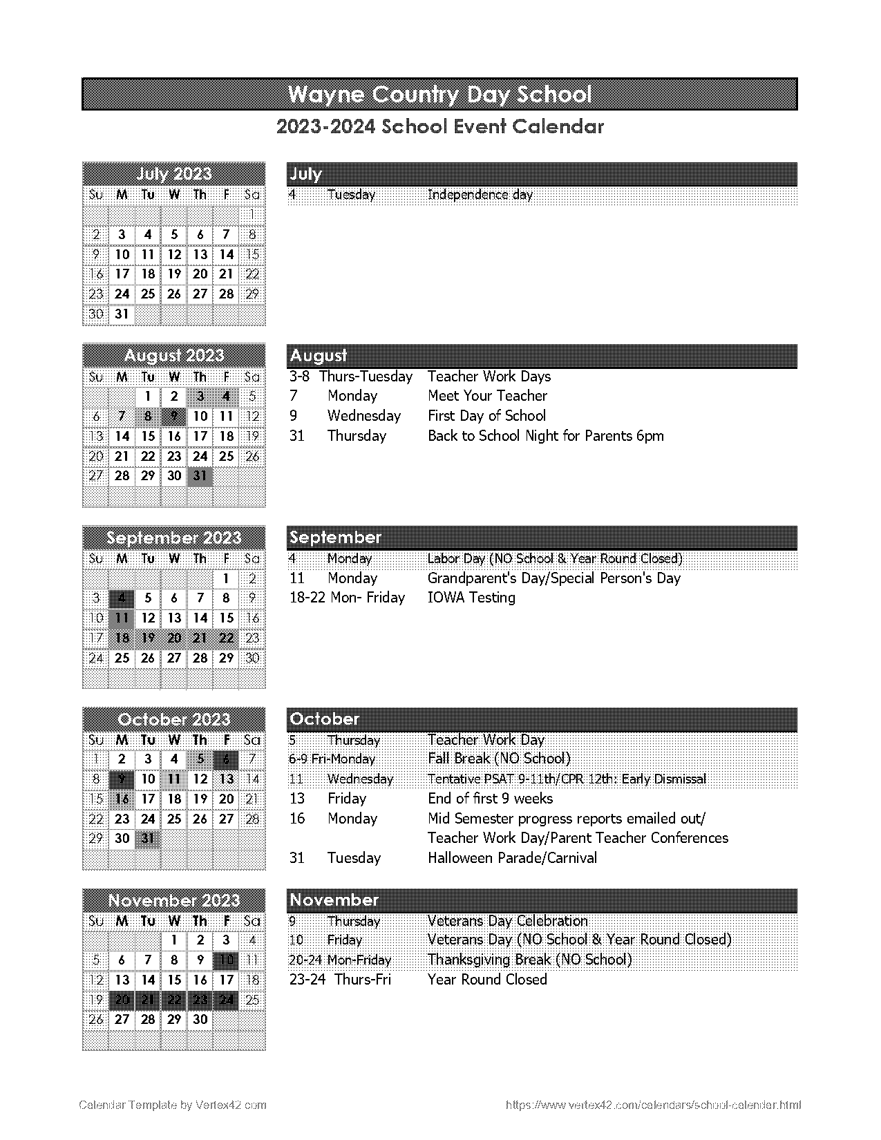 year round school calendar template