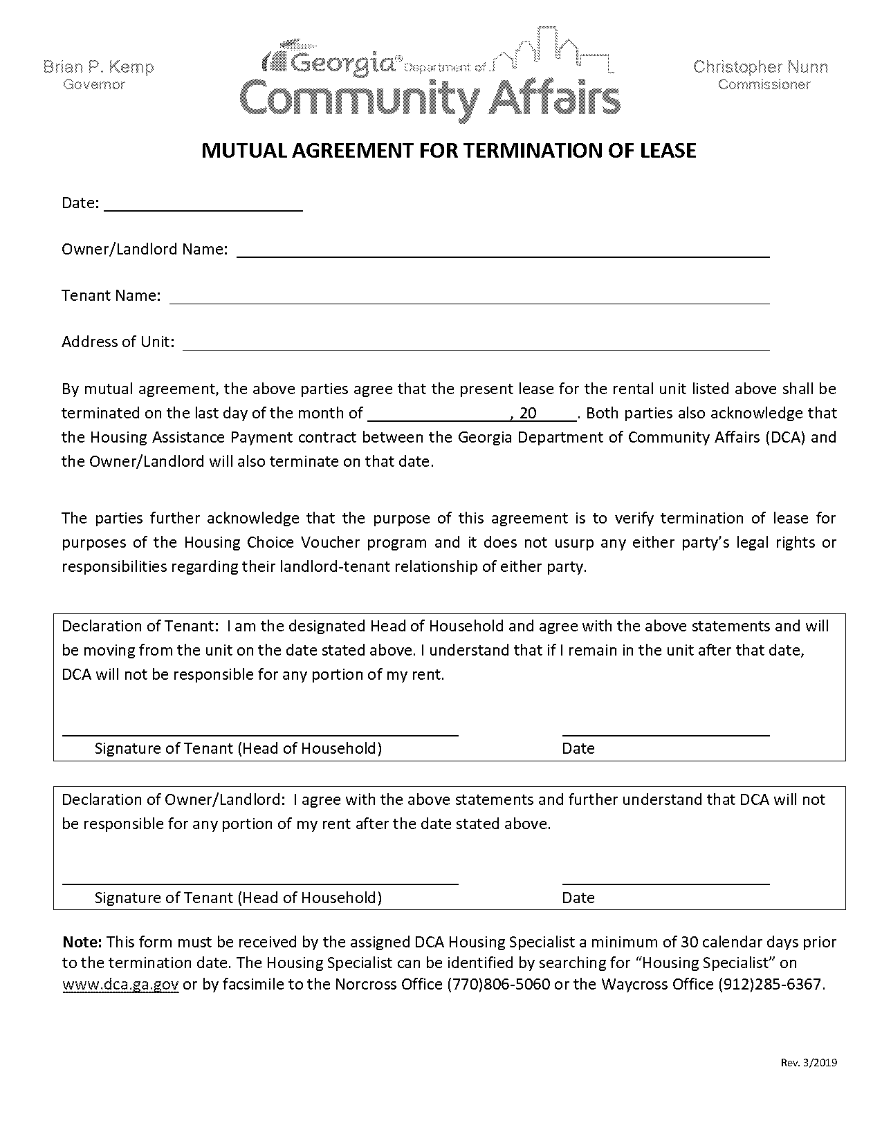 mutual lease termination letter to tenant