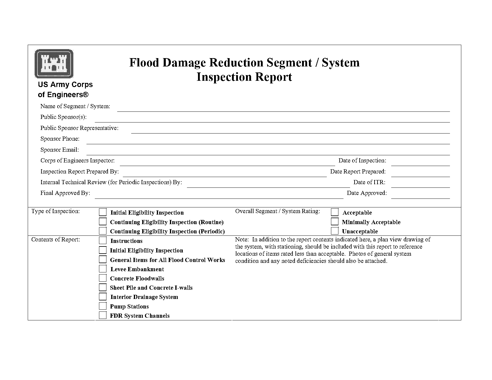 damage inspection report form