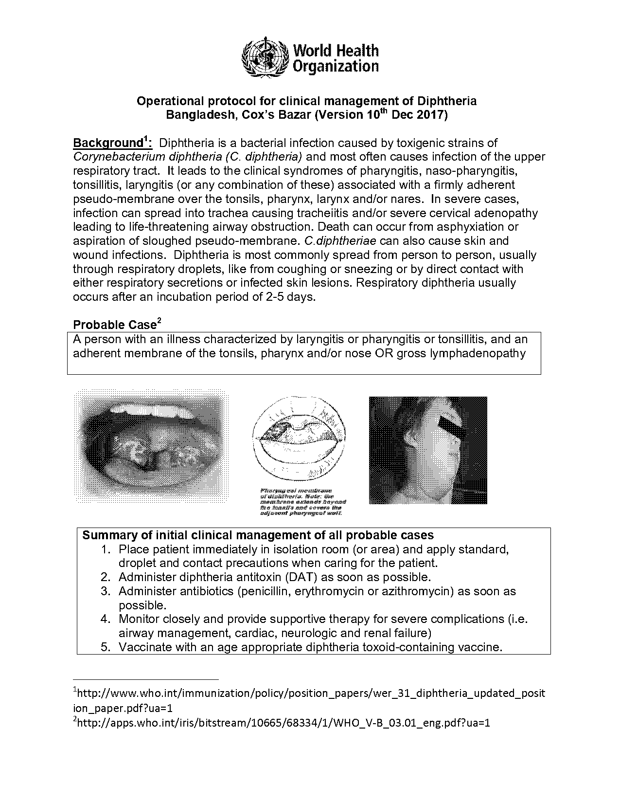 different infections and isolations protocol table