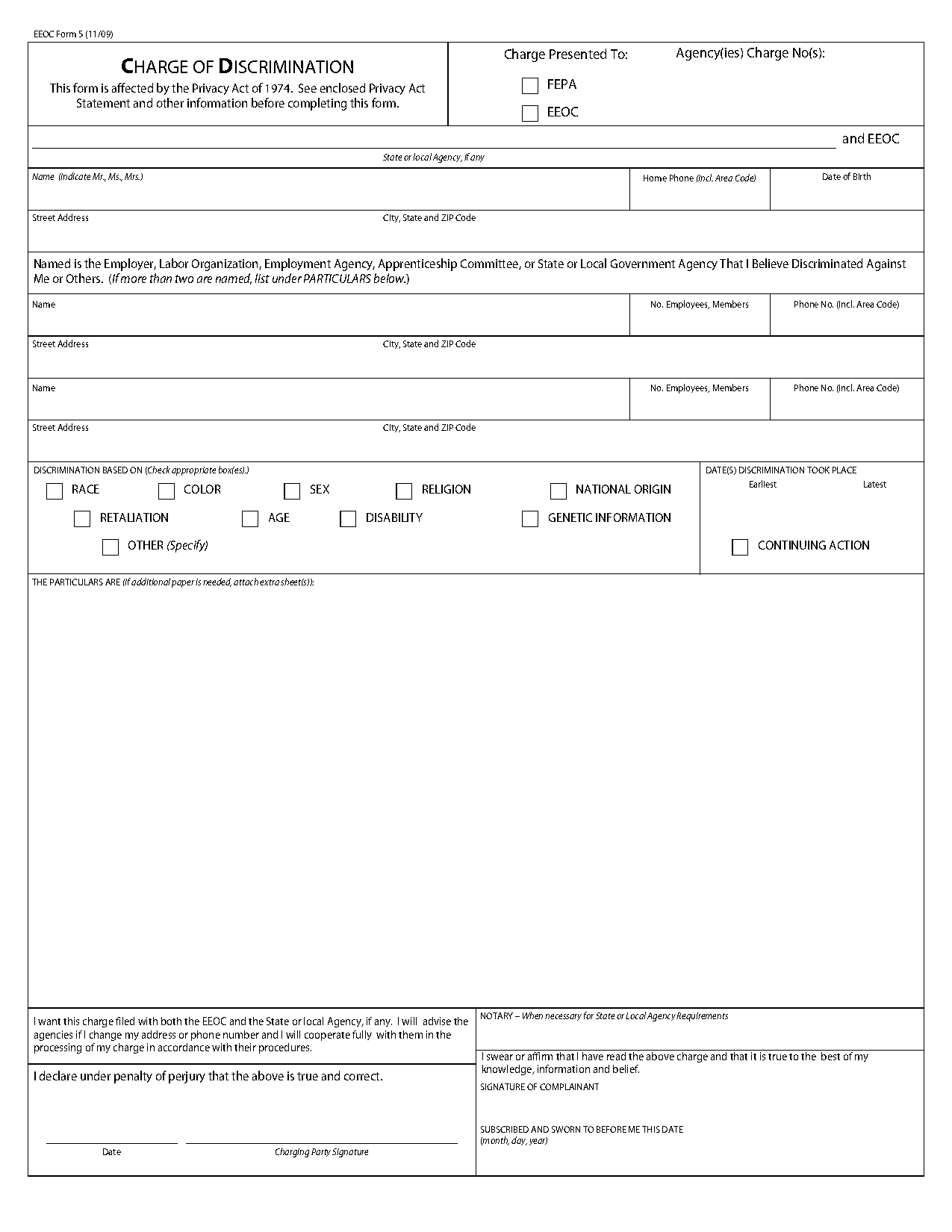 eeoc charge claim form