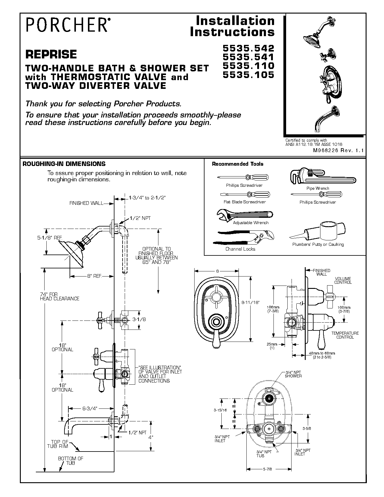 blade thermostatic shower valve fitting instructions