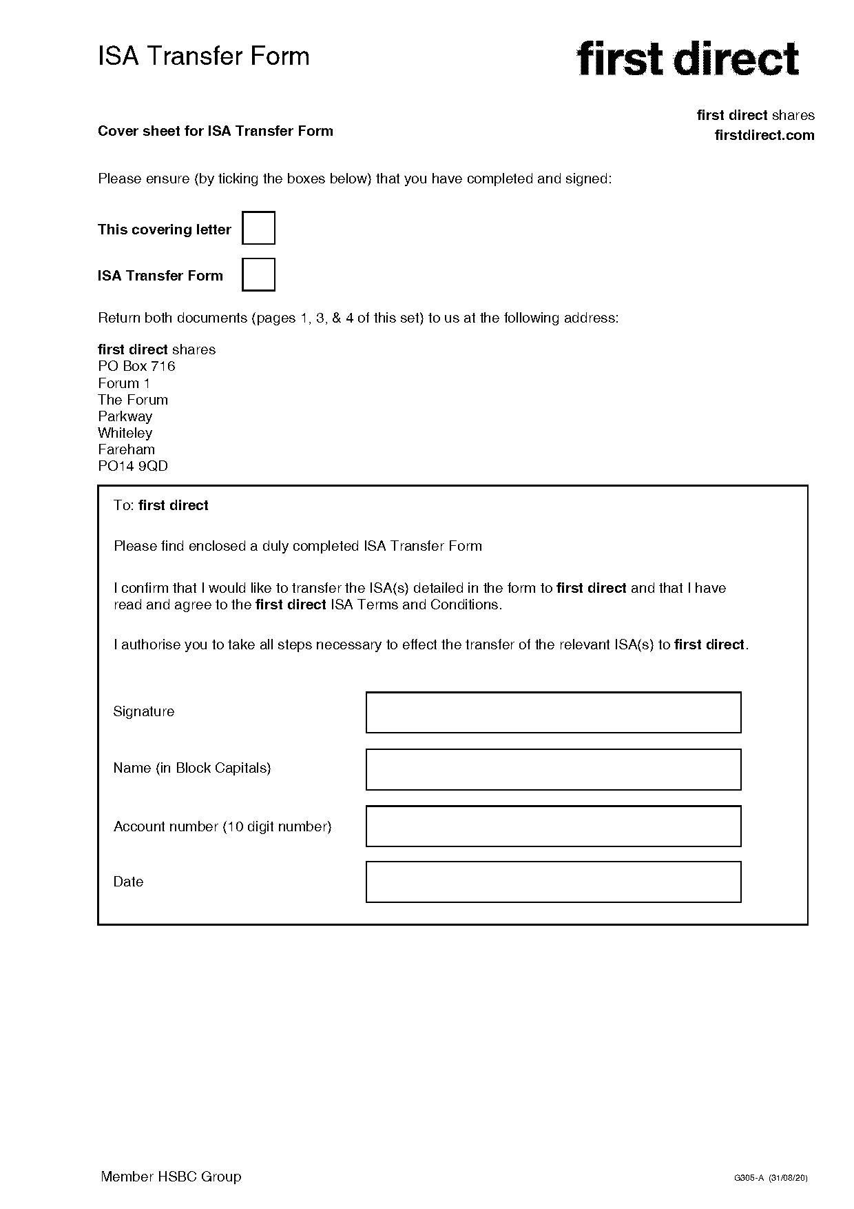 first direct isa transfer form