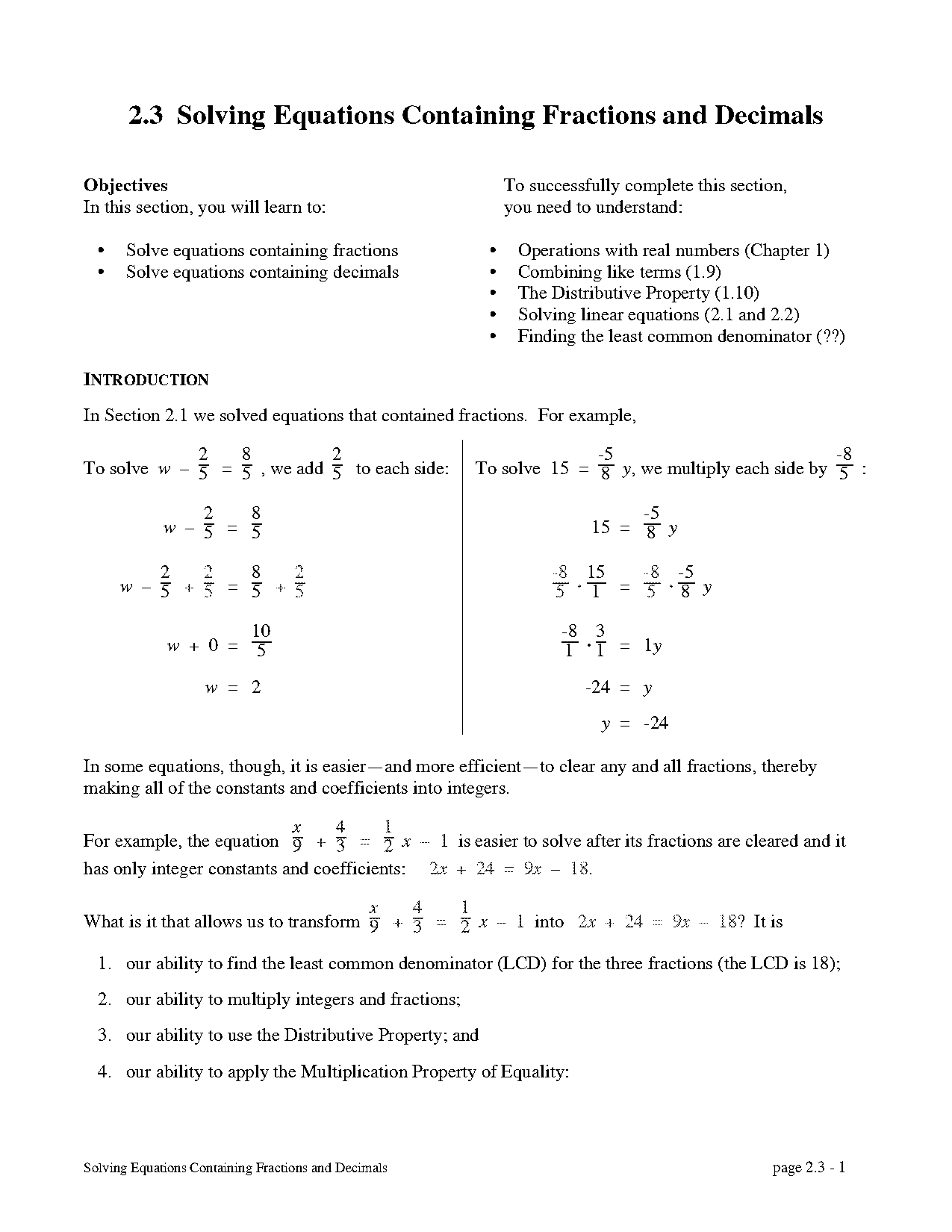 solving multi step equations with decimals worksheet