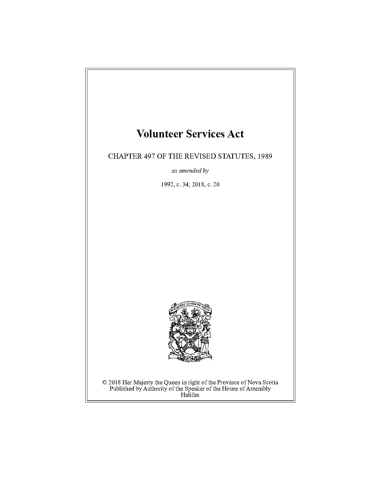 nova scotia volunteer services act